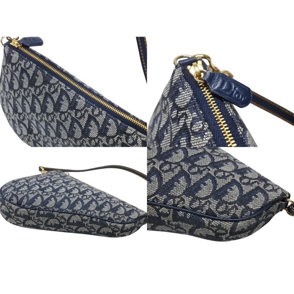 CHRISTIAN DIOR Trotter Saddle Bag One Shoulder Hobo Bag Navy Blue - Picture 8 of 10